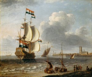 Un barco holandés de las Indias Orientales frente a Hoorn